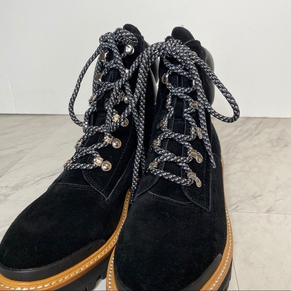 New! Marc Fisher Idaran Black Lug Sole Black Suede Hiker Boot 9M - Picture 9 of 14